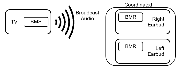 Figure 2.4: Example of a TV and stereo earbuds that use the profile roles