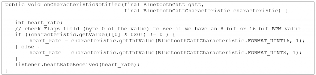 Figure 2 - Handling a heart rate notification in Android